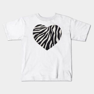 Zebra Print Heart Kids T-Shirt